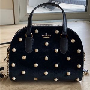 Kate Spade velvet black bag with pearls